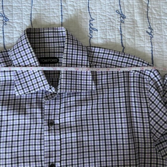 Tom Ford 100% Cotton Blue/Purple Check Shirt in Size 43 GUC - Picture 8 of 9
